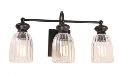 SINO 3lt Black Ellipse Clear Glass Shade Wall Light
